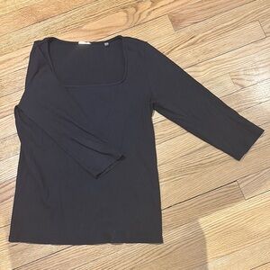 Women's Black Square Neck Top